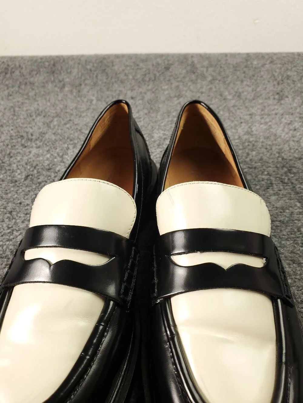 Madewell The Vernon Penny Loafers 8 Two Tone Slip On Patent Leather Apron Black - Picture 4 of 16